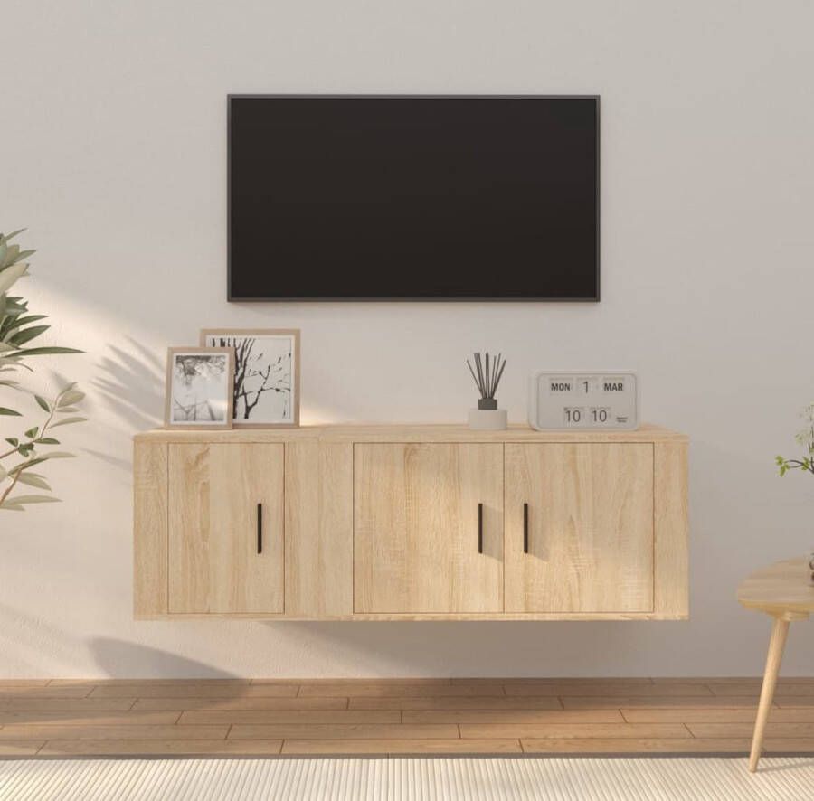 The Living Store TV-meubel set Sonoma eiken 80 x 34.5 x 40 cm 40 x 34.5 x 40 cm (B x D x H) - Foto 2
