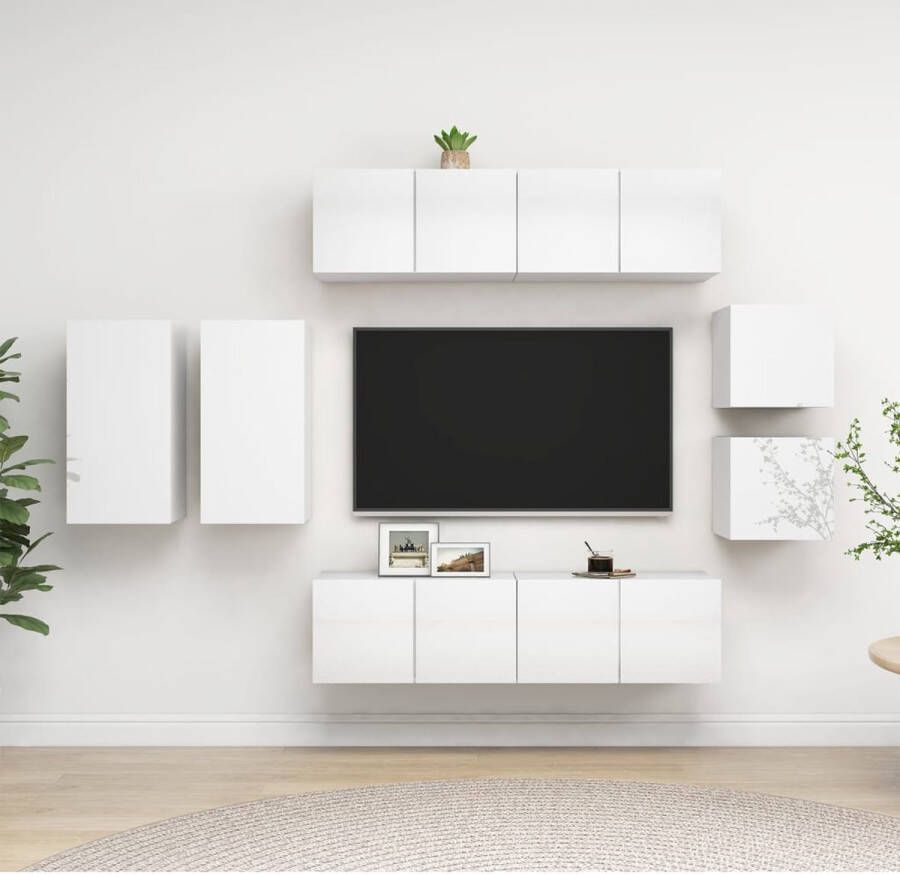 The Living Store TV Meubel Set Stereokasten Hoogglans Wit 30.5 x 30 x 30 cm 30.5 x 30 x 60 cm 60 x 30 x 30 cm Spaanplaat - Foto 2