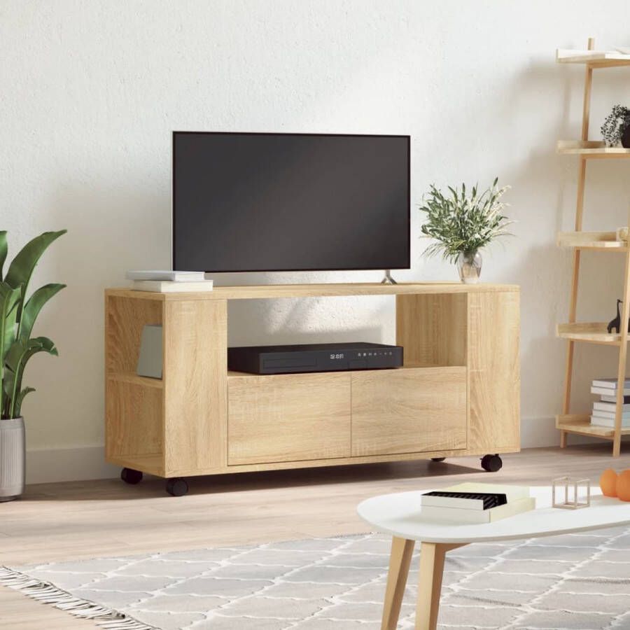 The Living Store TV-meubel Sonoma Eiken 102 x 34.5 x 43 cm Duurzaam Hout Opbergruimte - Foto 2