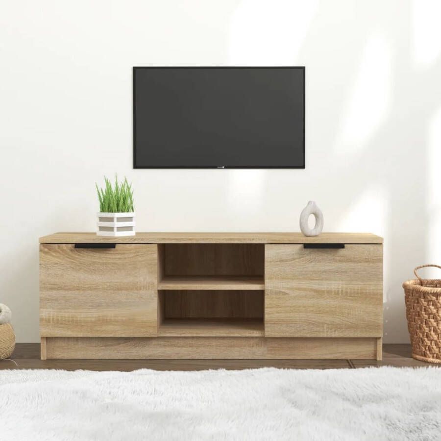 The Living Store TV-meubel Sonoma eiken 102 x 35 x 36.5 cm praktisch design - Foto 2