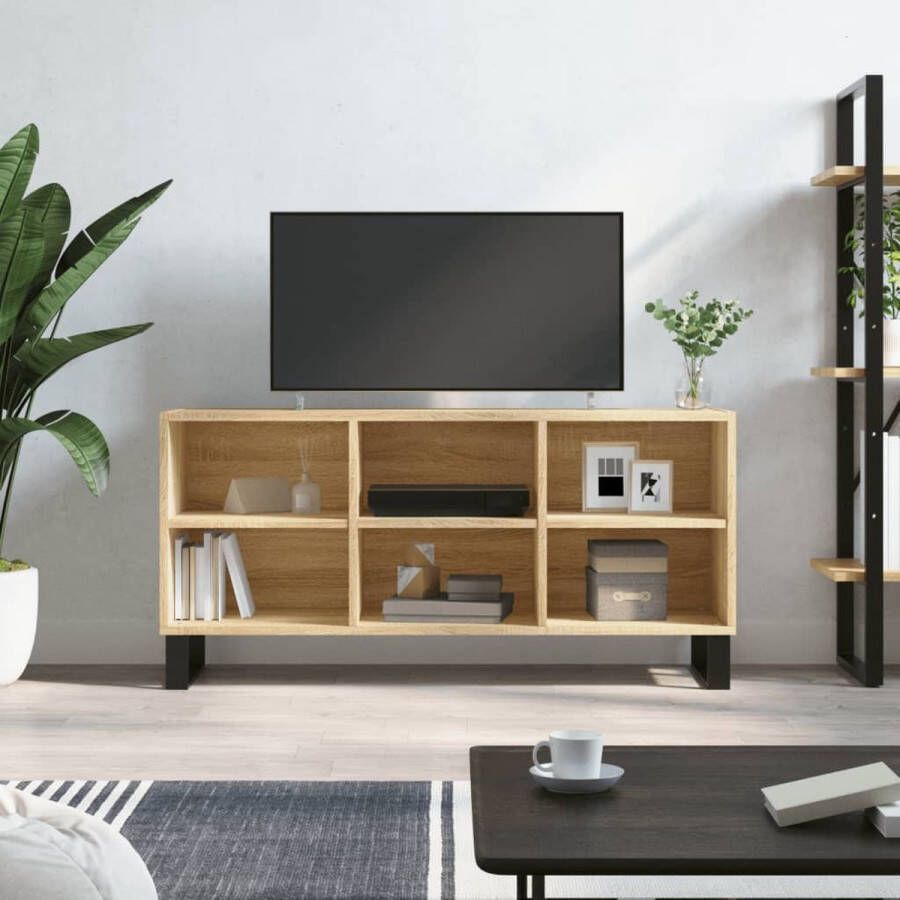 The Living Store TV-meubel Sonoma eiken 103.5 x 30 x 50 cm Voldoende opbergruimte - Foto 2