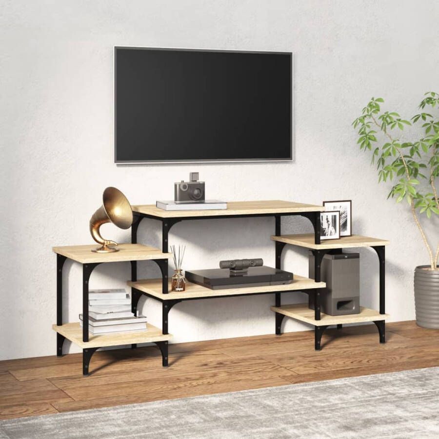 The Living Store Tv-meubel Sonoma eiken 117 x 35 x 52 cm Duurzaam hout en staal - Foto 2