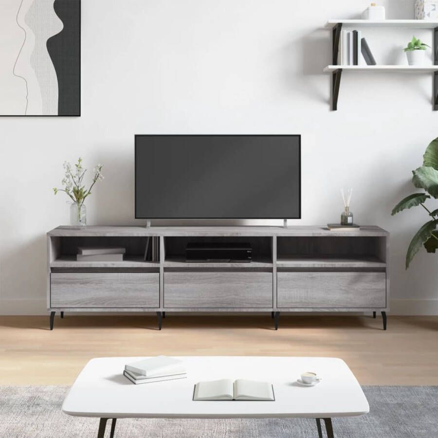 The Living Store TV-meubel Sonoma eiken 150 x 30 x 44.5 cm opbergruimte en stabiel tafelblad Tv-meubel Houten Tv-meubel Tv Kast Tv Stand Sonoma Eiken - Foto 3