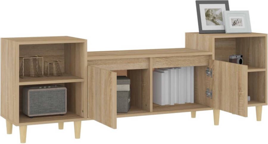 The Living Store TV-meubel Sonoma Eiken 160 x 35 x 55 cm Stevig Bewerkt Hout - Foto 2