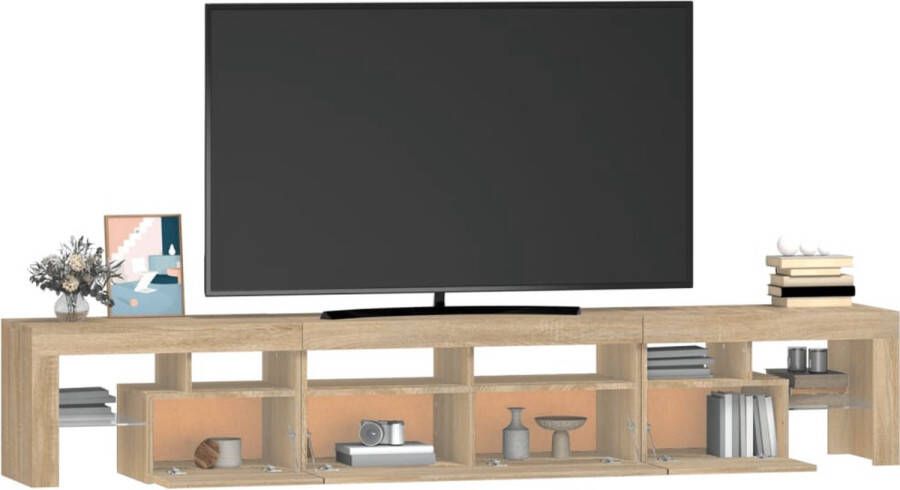 The Living Store vidaXL Tv-meubel met LED-verlichting 230x36 5x40cm sonoma eikenkleurig Tv-meubel Salontafel Houten Meubilair Sonomaplank Led Verlichting - Foto 2