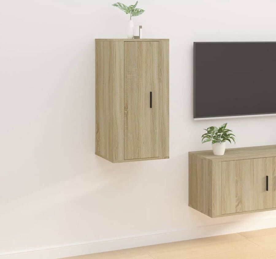 The Living Store TV-meubel Sonoma Eiken 40x34.5x80 cm Wandgemonteerd Multifunctioneel Voldoende opbergruimte - Foto 2