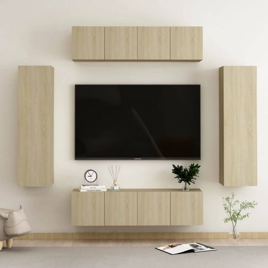 The Living Store TV-meubel Sonoma eiken 60 x 30 x 30cm Muurmontage Praktisch ontwerp - Foto 2