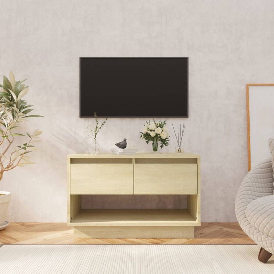 The Living Store TV-meubel Sonoma Eiken 70 x 41 x 44 cm 2 lades 1 open vak - Foto 2