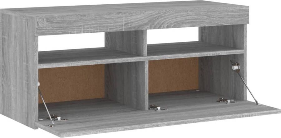 The Living Store TV-meubel Sonoma Eiken 90 x 35 x 40 cm LED-verlichting Bewerkt Hout - Foto 2