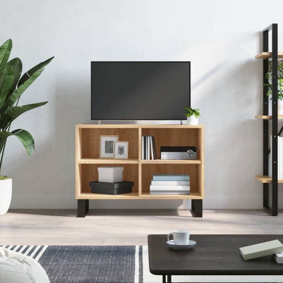 The Living Store TV-meubel Sonoma Eiken Bewerkt Hout 69.5 x 30 x 50 cm Met Opbergruimte - Foto 2