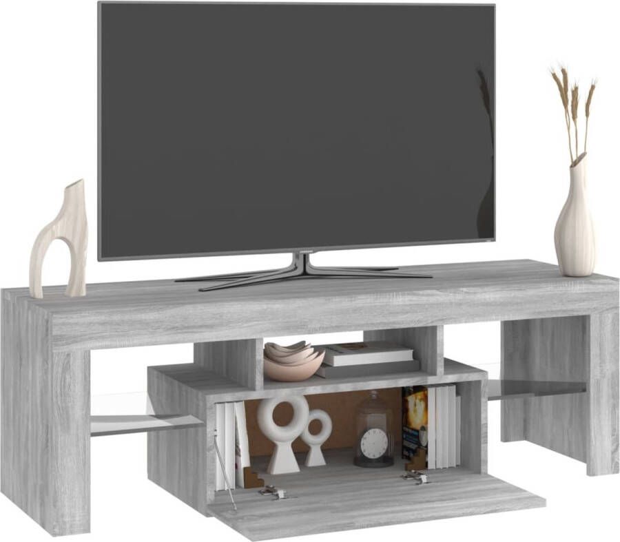The Living Store Tv-meubel met LED-verlichting 120x35x40 cm grijs sonoma eiken - Foto 2