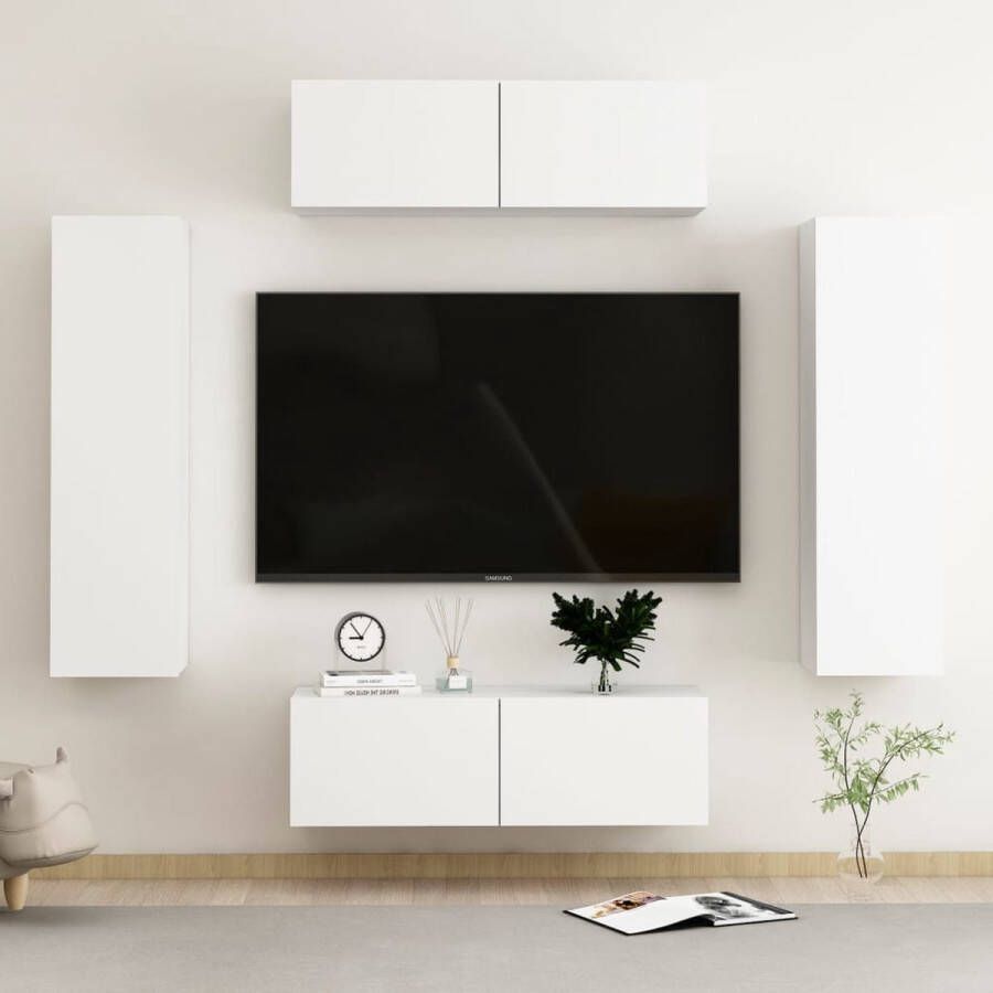 The Living Store TV-meubel Stereo Televisiekast 100 x 30 x 30 cm wit spaanplaat - Foto 2
