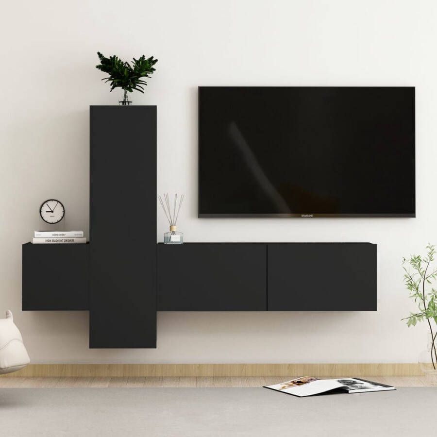The Living Store TV-meubel Stereokast 100 x 30 x 30 cm Zwart - Foto 2