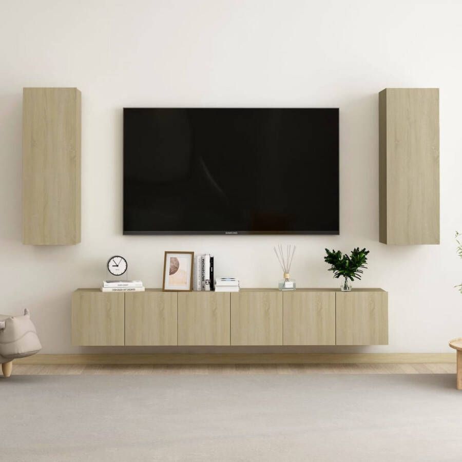 The Living Store TV-meubel Stereokast 60 x 30 x 30 cm Sonoma eikenmateriaal - Foto 2