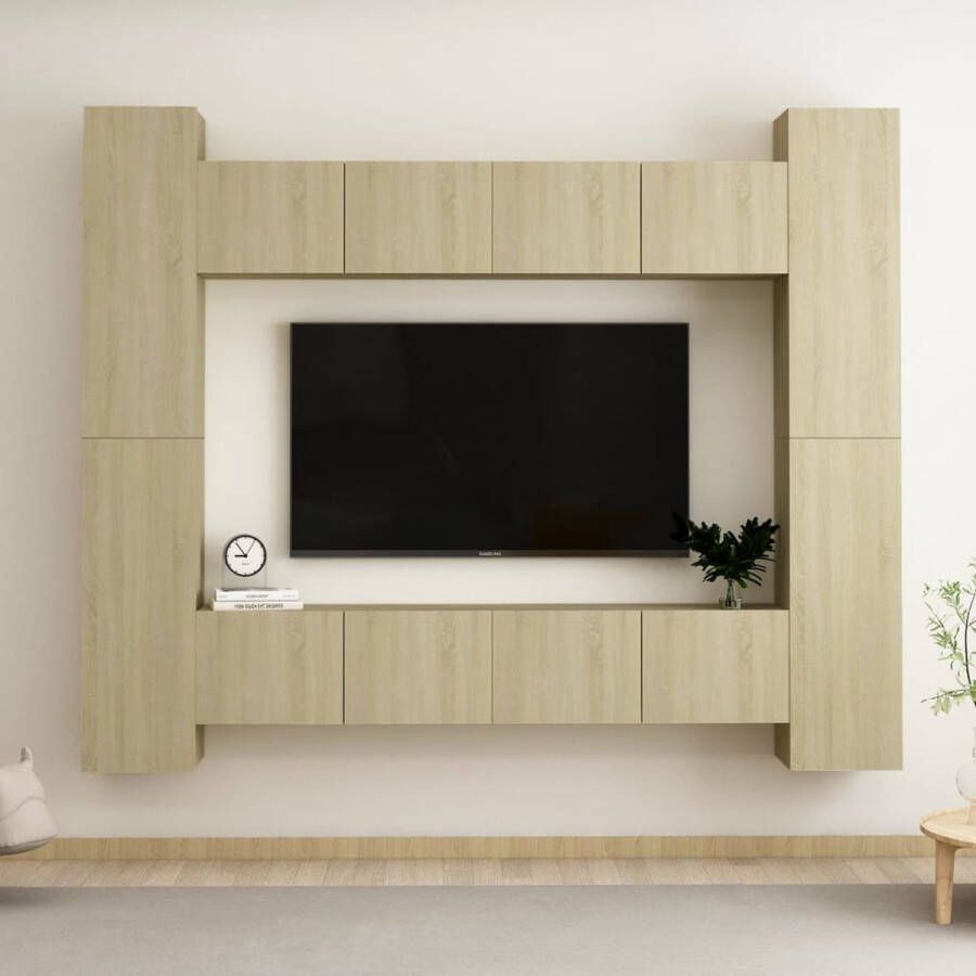 The Living Store TV-meubel Stereokast Kleur- Sonoma Eiken Afmetingen (L)- 80x30x30 cm (BxDxH) Afmetingen (M)- 30.5x30x90 cm (BxDxH) - Foto 2