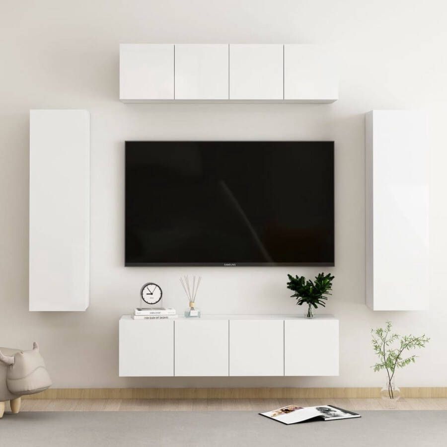 The Living Store TV-meubel Stevige televisiekast 60 x 30 x 30 cm kleur- hoogglans wit - Foto 2