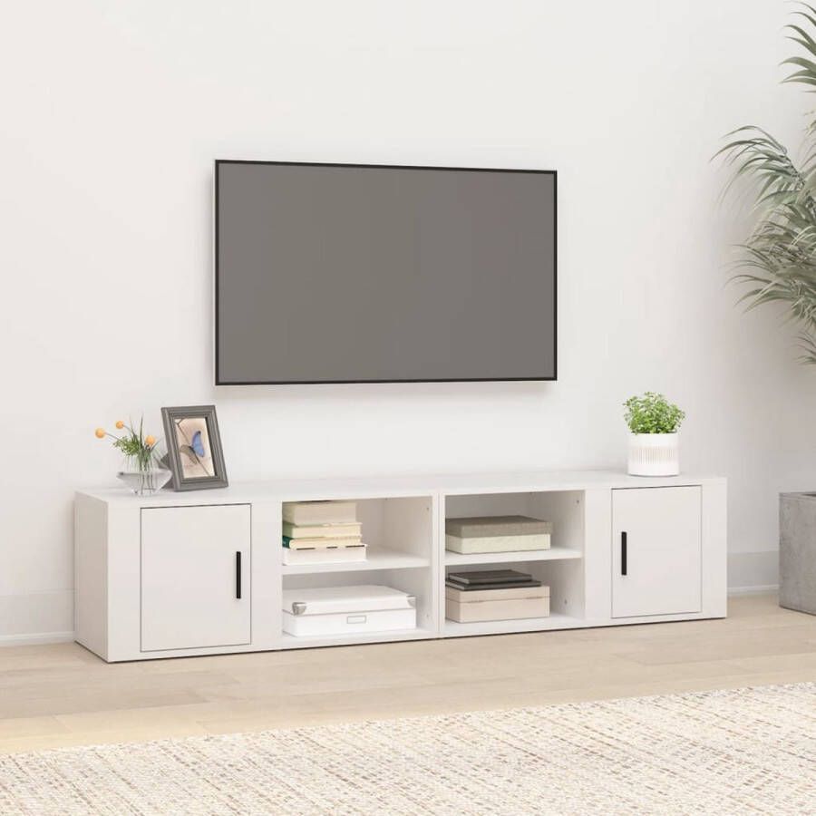 The Living Store TV-meubel Stevige Televisiekasten Wit 80 x 31.5 x 36 cm (B x D x H) Bewerkt hout - Foto 2