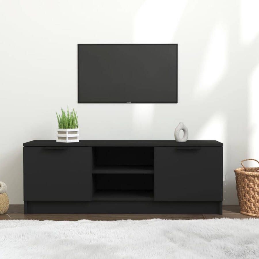 The Living Store TV-meubel Strak en trendy TV-kast 102 x 35 x 36.5 cm Zwart Bewerkt hout - Foto 2
