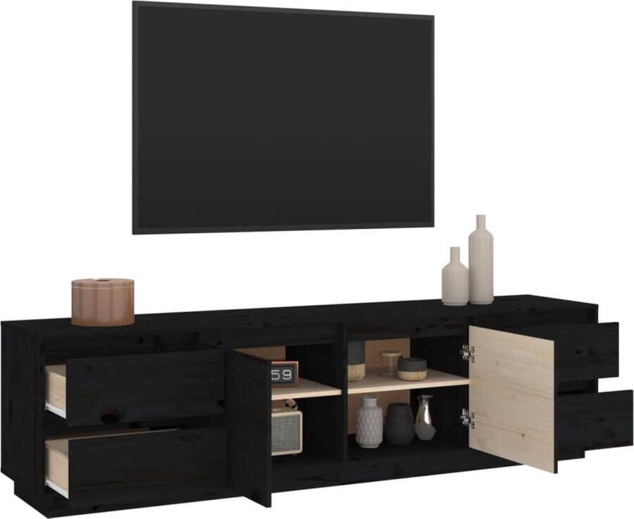 The Living Store TV meubel Televisiekast Massief grenenhout 176 x 37 x 47.5 cm (B x D x H) Zwart - Foto 3