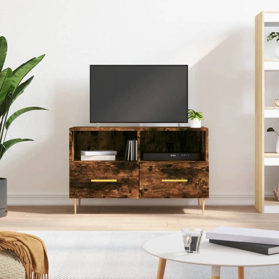 The Living Store TV-meubel Trendy 2 vakken 2 lades 80 x 36 x 50 cm gerookt eiken - Foto 2