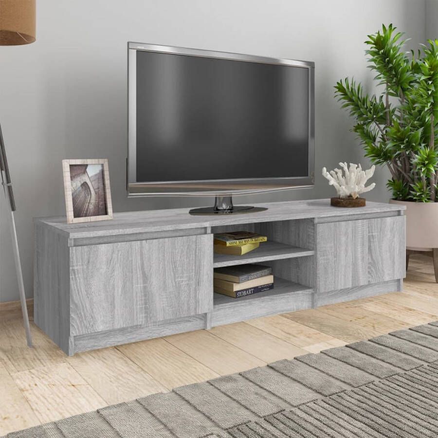 The Living Store TV-meubel grijs sonoma eiken 140 x 40 x 35.5 cm Praktisch en trendy - Foto 2