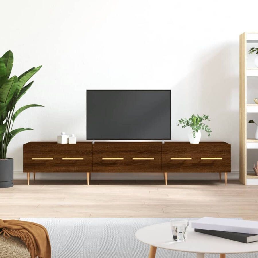 The Living Store Tv-meubel Trendy Bruineiken 150 x 36 x 30 cm Stevig bewerkt hout en ijzer - Foto 2
