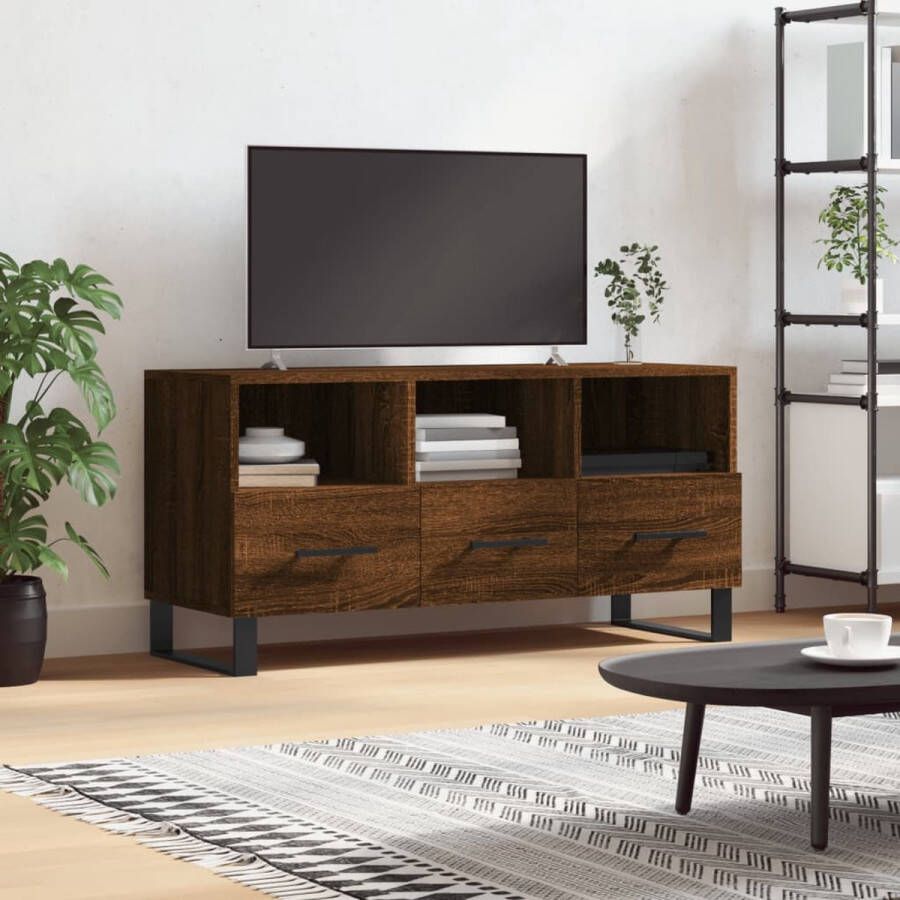 The Living Store TV-meubel Trendy design 102 x 36 x 50 cm Bruineiken - Foto 2