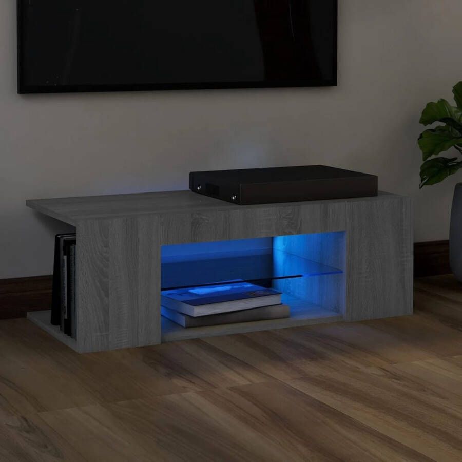 The Living Store TV-meubel Trendy Design Tv-meubels 90x39x30cm Met RGB LED-verlichting - Foto 2