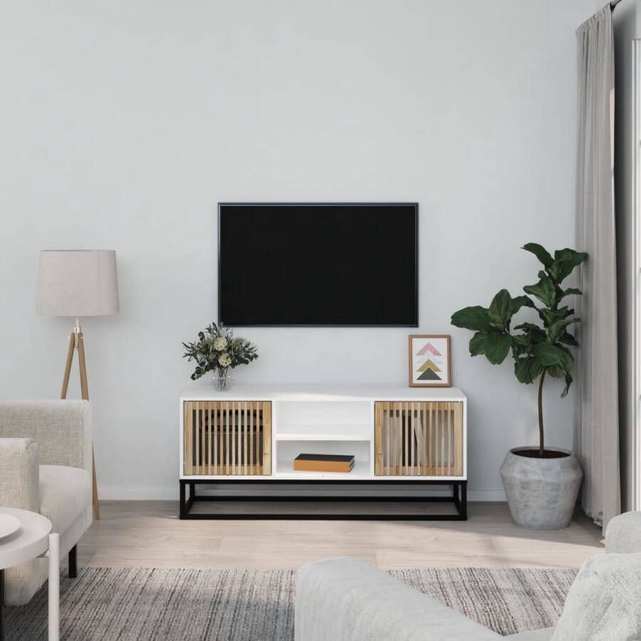 The Living Store Tv-meubel Trendy en praktisch 105 x 30 x 45 cm Wit - Foto 2