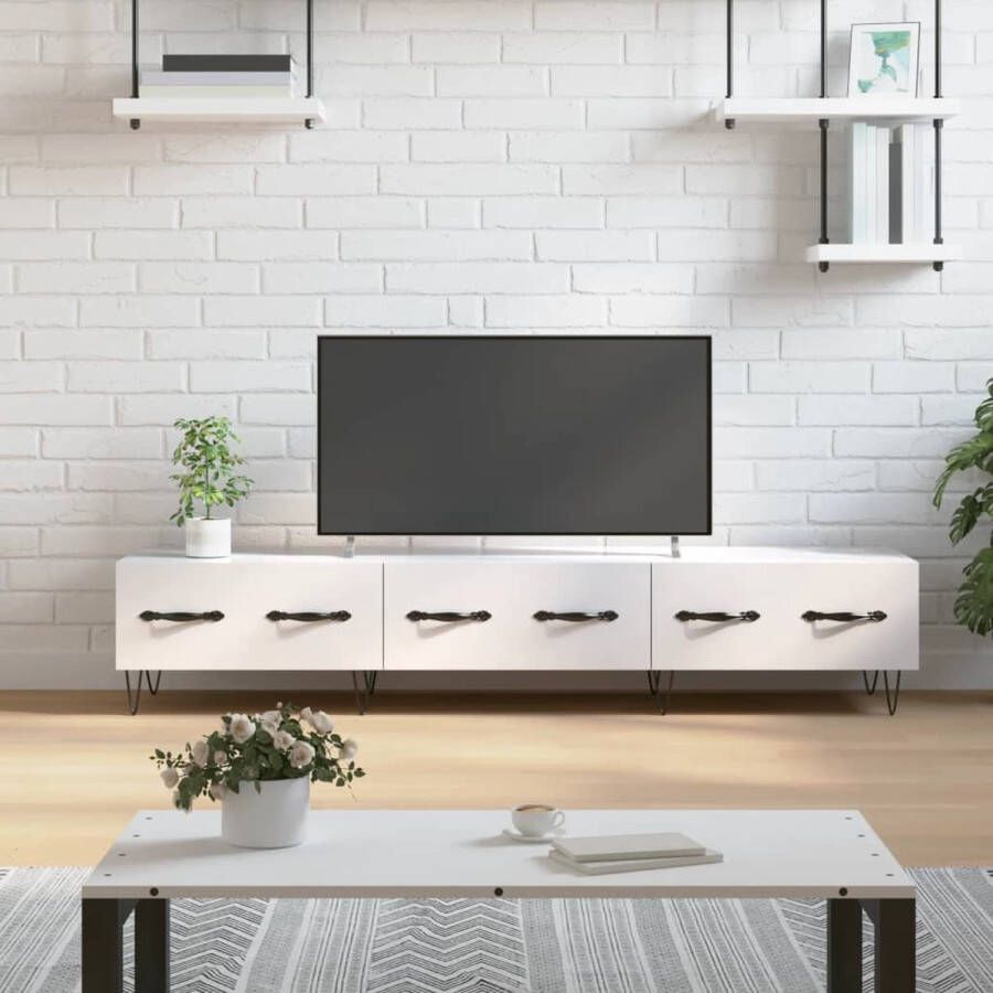 The Living Store TV-meubel Trendy en praktisch design 150x36x30 cm Hoogglans wit - Foto 2