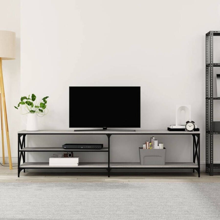 The Living Store TV-meubel Trendy en praktisch Meubels 200 x 40 x 50 cm Grijs Sonoma Eiken Tv-meubel Salontafel Houten Tv-stand Grijze Tv-bank Media Kast - Foto 3