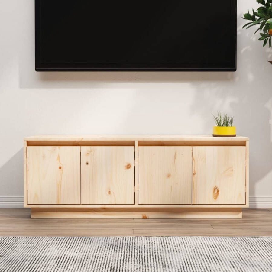 The Living Store TV-meubel Trendy en praktisch Stevig meubel Afmeting- 110 x 34 x 40 cm Materiaal- Massief grenenhout - Foto 2
