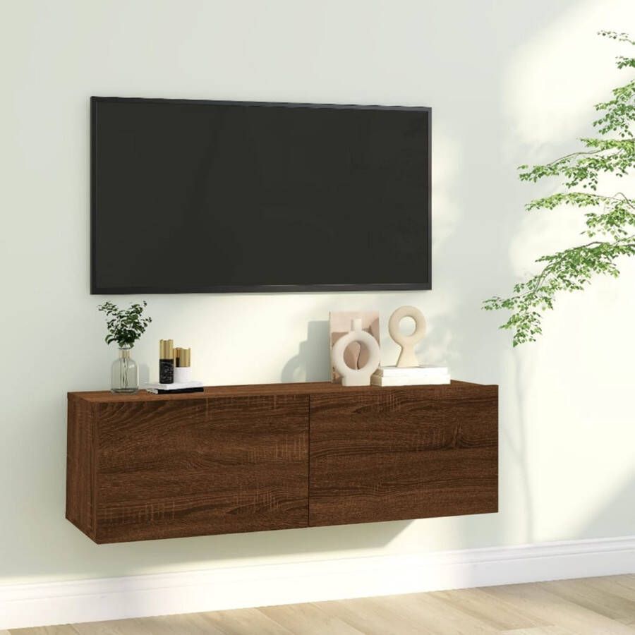 The Living Store TV-meubel Trendy ontwerp TV-kast Afmetingen- 100 x 30 x 30 cm Kleur- bruineiken Materiaal- bewerkt hout - Foto 2