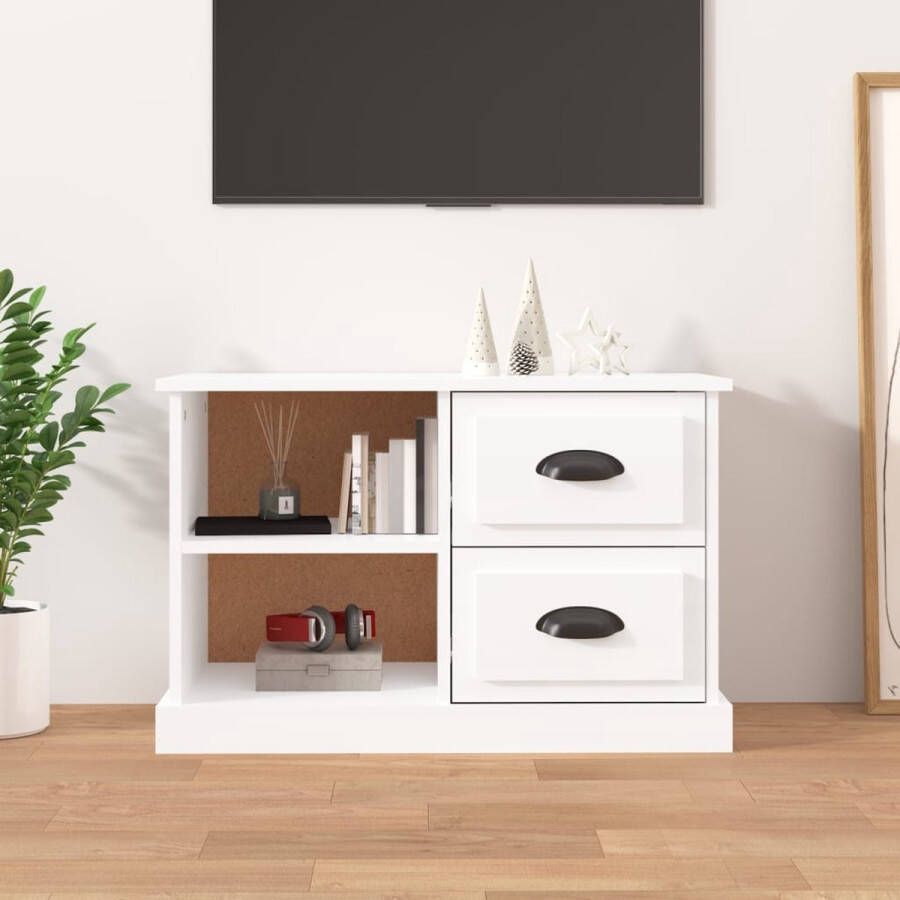 The Living Store Tv-kast Trendy Tv-meubel met opbergruimte 73x35.5x47.5 cm Hoogglans wit - Foto 2