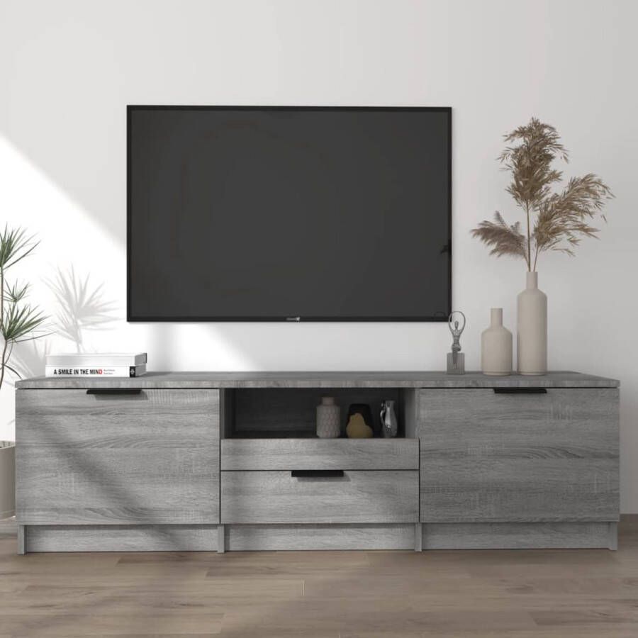 The Living Store TV-meubel Trendy Tv-meubels Afmeting- 140 x 35 x 40 cm Kleur- Grijs sonoma eiken - Foto 2