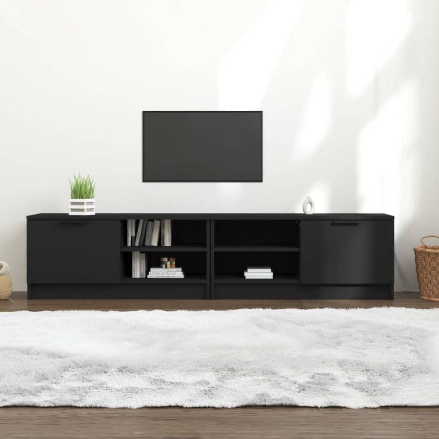The Living Store TV-meubel Trendy Tv-meubels Afmetingen- 80 x 35 x 36.5 cm Kleur- Zwart - Foto 1