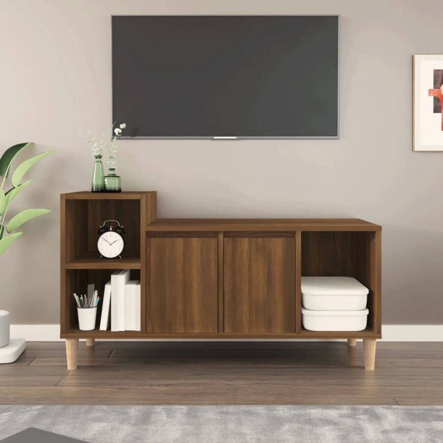 The Living Store Tv-meubel TV-kast 100x35x55 cm bruineiken hout - Foto 3