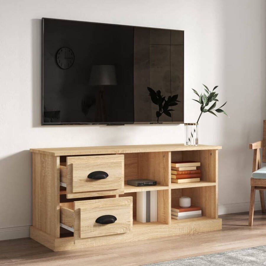 The Living Store TV-meubel TV-kast 102 x 35.5 x 47.5 cm Sonoma eiken - Foto 2