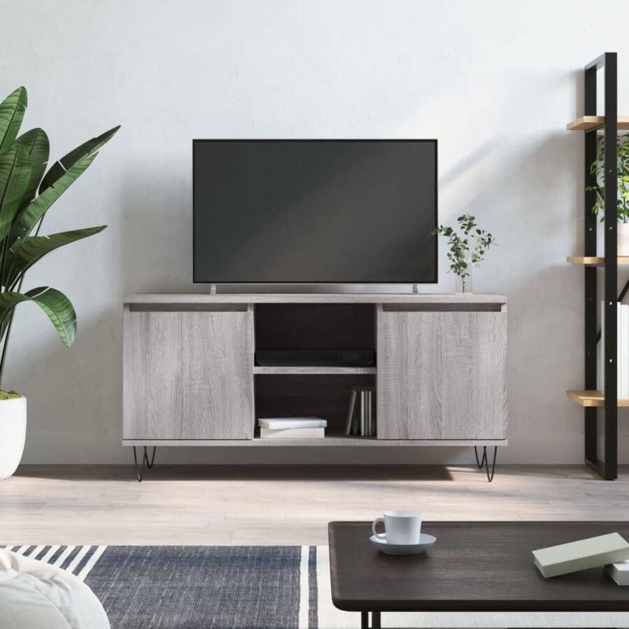 The Living Store Tv-meubel Tv-kast 104 x 35 x 50 cm Grijs Sonoma Eiken - Foto 2