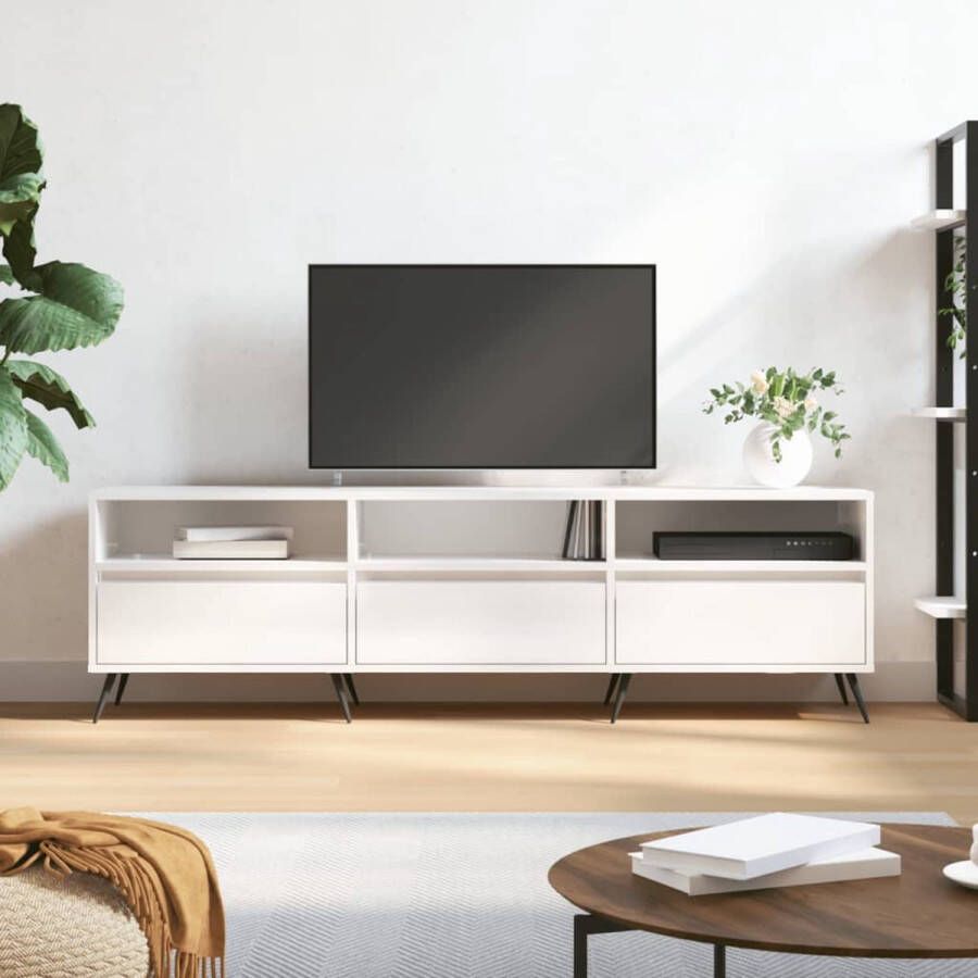 The Living Store TV-meubel Tv-kast 150 x 30 x 44.5 cm stevig en praktisch hoogglans wit - Foto 2