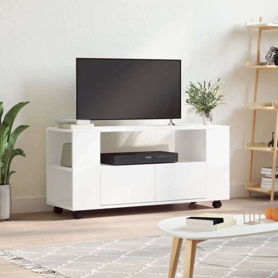 The Living Store TV-meubel TV-kastje 102 x 34.5 x 43 cm wit Tv Kast Tv Meubilair Houten Tv Stand Witte Tv Kast Salontafel - Foto 3
