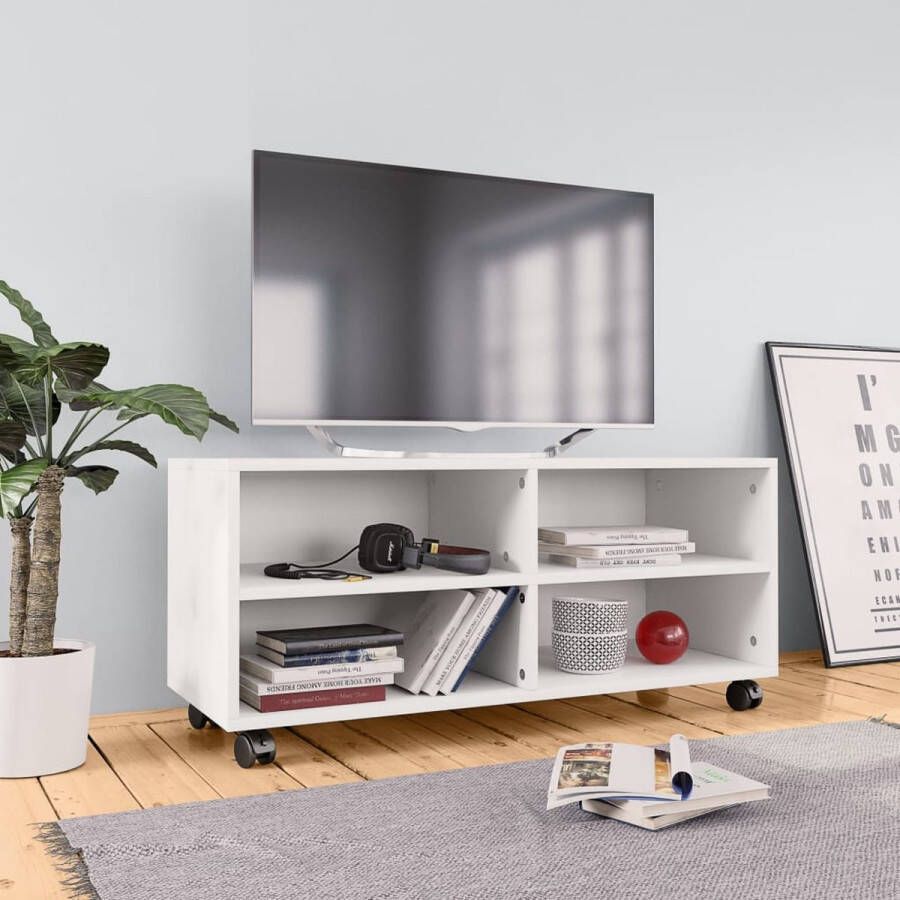 The Living Store TV-meubel Trendy en praktisch TV-meubels 90 x 35 x 35 cm Ken- Stevig en duurzaam Kleur- Wit Materiaal- Bewerkt hout - Foto 2