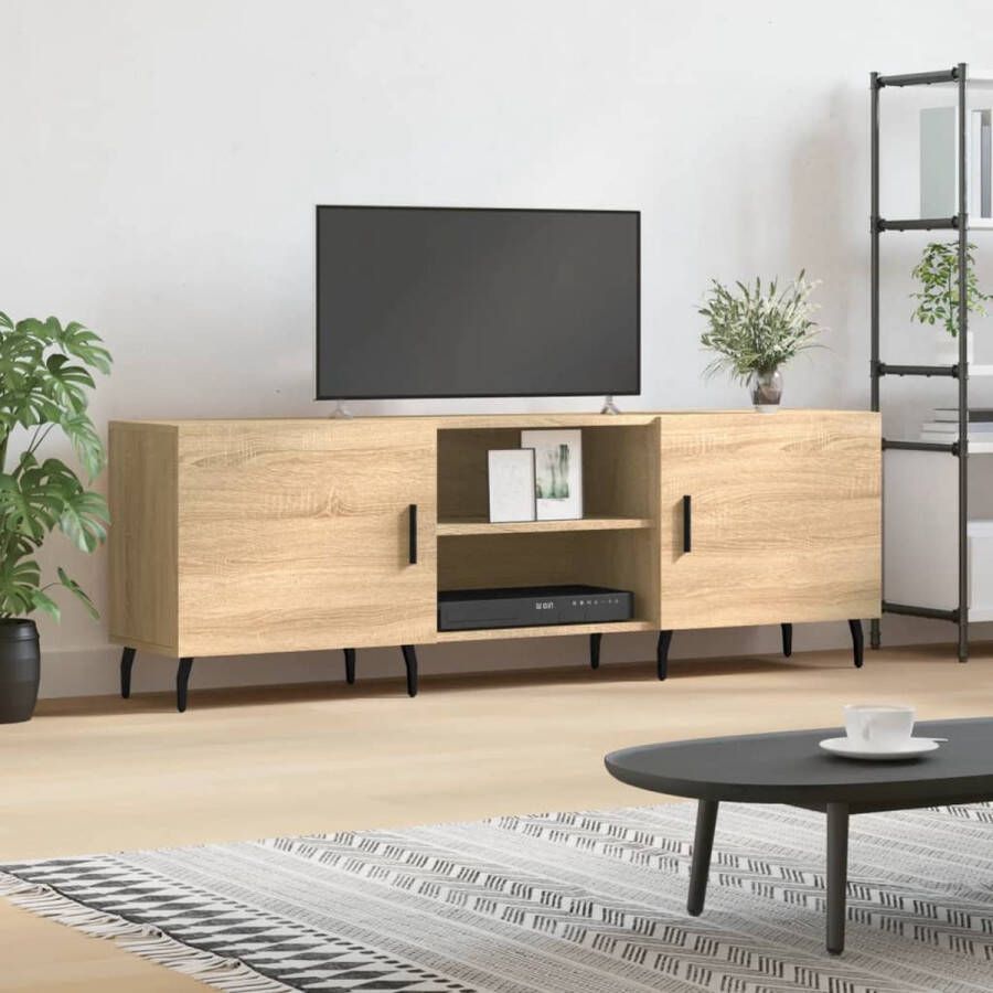 The Living Store Televisiekast TV-meubel 150 x 30 x 50 cm Sonoma eiken Bewerkt hout en ijzer - Foto 2