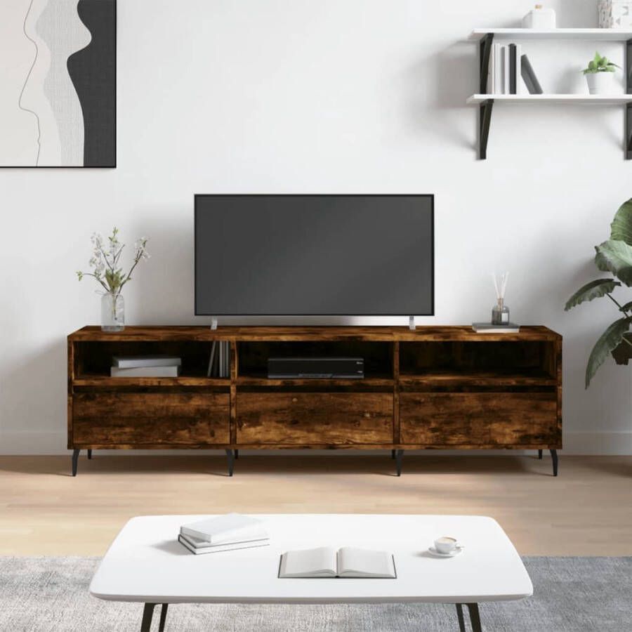 The Living Store Tv-meubel Tv-meubels Afmetingen- 150 x 30 x 44.5 cm Kleur- Gerookt eiken Ken- Stevig materiaal - Foto 2