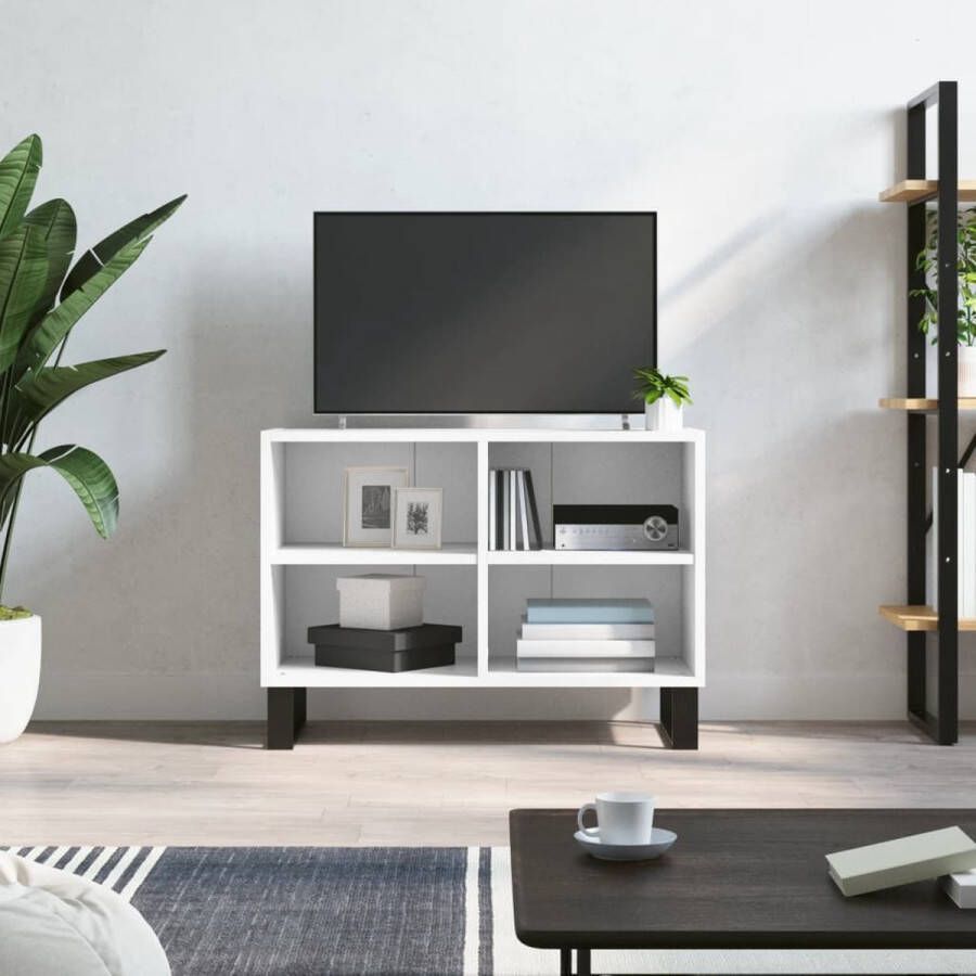 The Living Store TV-meubel V1 TV-kast 4-vaks 69.5 x 30 x 50 cm Bewerkt hout en ijzer - Foto 2