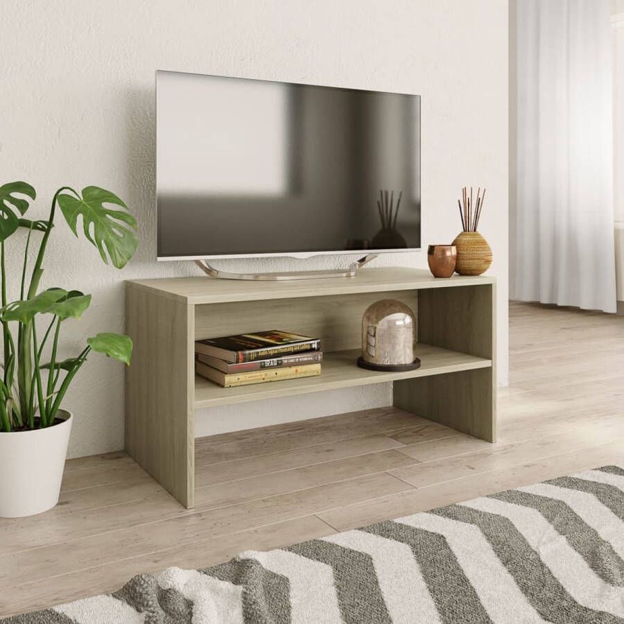The Living Store TV-meubel Vintage 80 x 40 x 40 cm Sonoma eiken Bewerkt hout - Foto 2