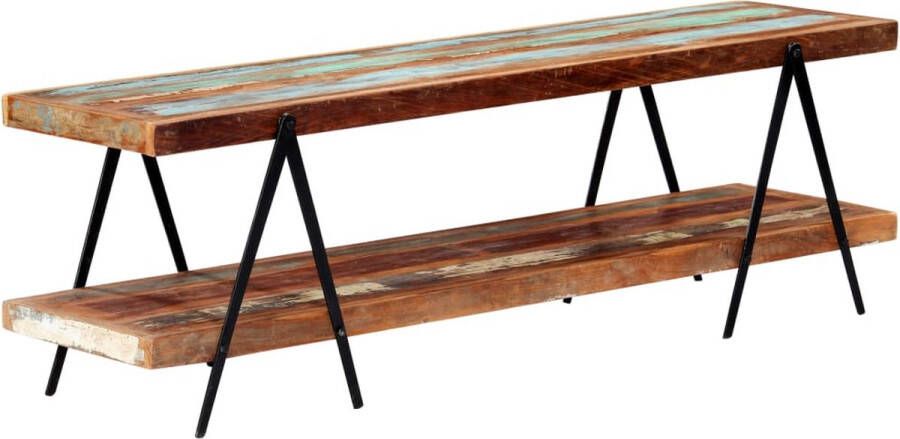 The Living Store TV-meubel Vintage en elegant Massief gerecycled hout Gepoedercoat ijzer 160x40x50 cm - Foto 2