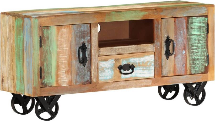 The Living Store TV-meubel Vintage Hout 110 x 30 x 53 cm Massief gerecycled Handgemaakt - Foto 3