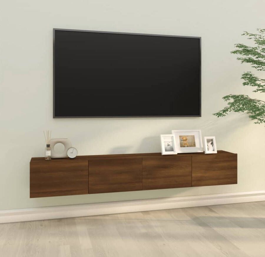 The Living Store Tv-meubel wandgemonteerd 100 x 30 x 30 cm bruineiken hoogwaardig materiaal - Foto 2