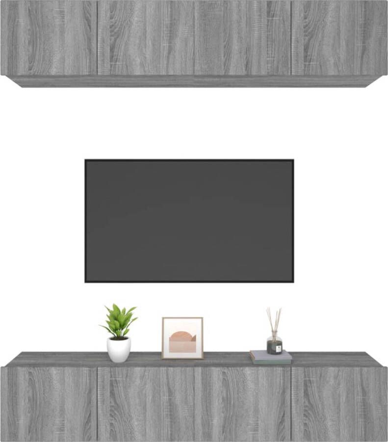 The Living Store TV-meubel Wandgemonteerd TV-meubelen 80 x 30 x 30 cm Ken- Stevig bewerkt hout Kleur- Grijs sonoma eiken Materiaal- Bewerkt hout TV-meubel Wandmontage Grijze Tv Kast Houten Tv Stand Tv Unit - Foto 2
